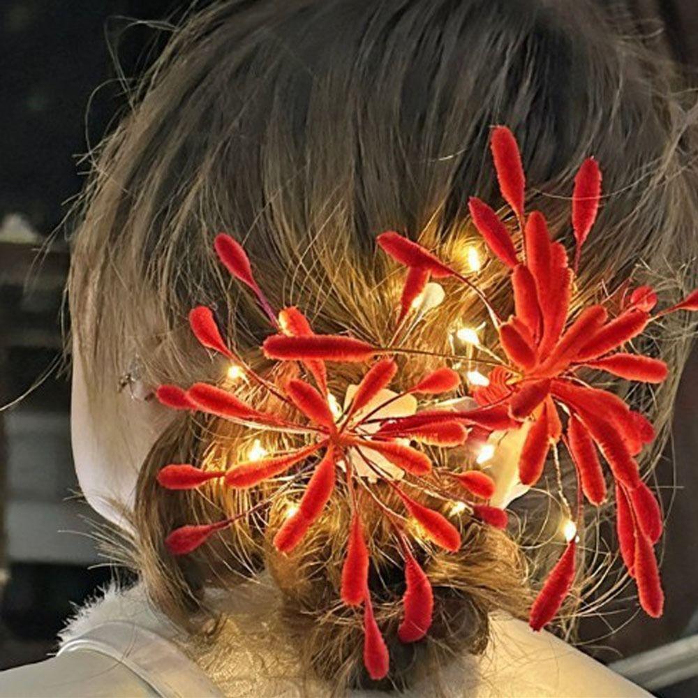 Blue Color Glow Color Firework Strip Hair Clip Handmade Hair Clip Creative Gift Hair Accessories