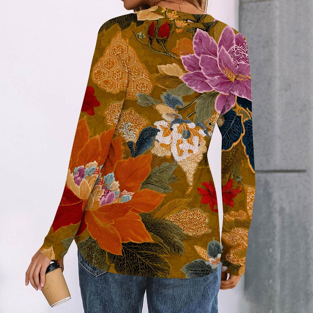 Женские рубашки с длинным рукавом с принтом Элегантные повседневные топы Модные рубашки Топы