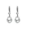 Elegant Round Imitation Pearl Dangle Earrings Dazzling CZ Women Engagement Wedding Graceful Accessories Fashion Earrings