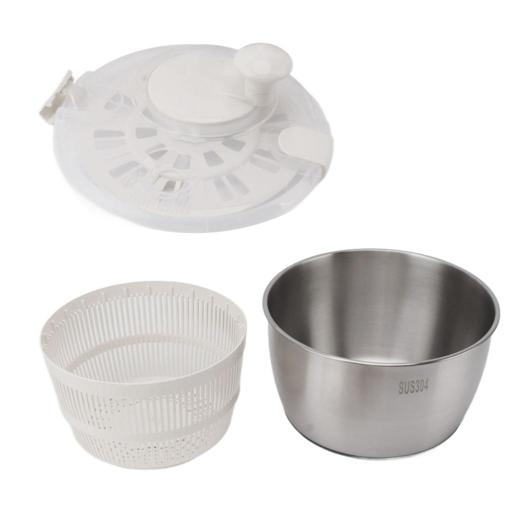 Stainless Steel Salad Spinner Multifunctional Large Capacity Lettuce Spinner Vegetable Dryer Fruit Washer Drain Basket