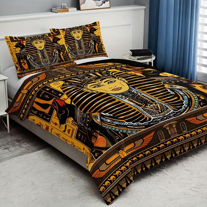 Ancient Egyptian Art Duvet Set Soft and Breathable Digital Printing Bedding Set