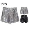 Сексуальные женские блестящие шорты с пайетками, высокая талия, кольцо, молния, облегающие шорты, вечеринка, клуб, фестиваль, танцы шорты