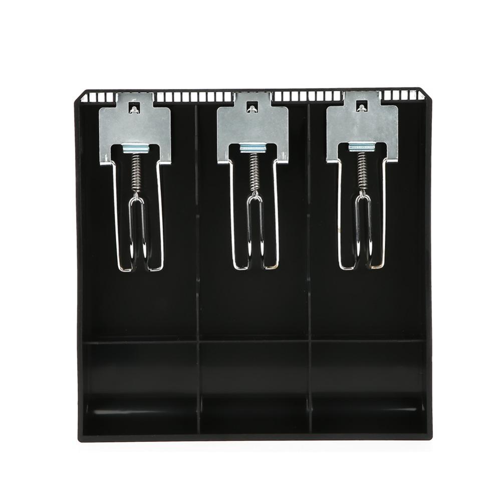 Black ABS Plastic Cash Drawer Insert Tray Three Compartments Money Tray Cashier