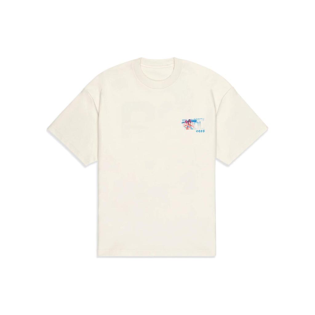 Футболка с коротким рукавом и круглым вырезом Li Ning X League Of Legends Collaboration Pool Party Series с принтом из мультфильмов, унисекс, цвет белый AHST865-6