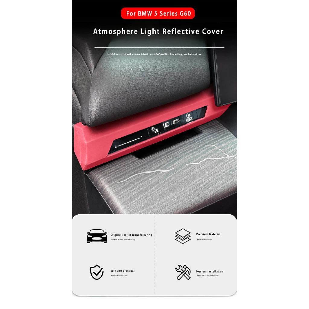 For BMW 5 Series G60 2024-2025 Center Console Dashboard Panel Both Sides Atmosphere Light Reflective Silicone Protective Cover