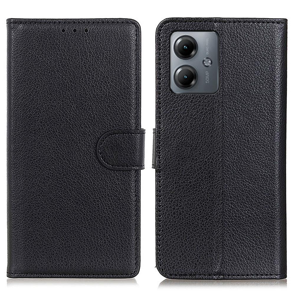 Flip Stand Phone Case for Motorola Moto G14 4G,PU Leather Litchi Texture Wallet Cover