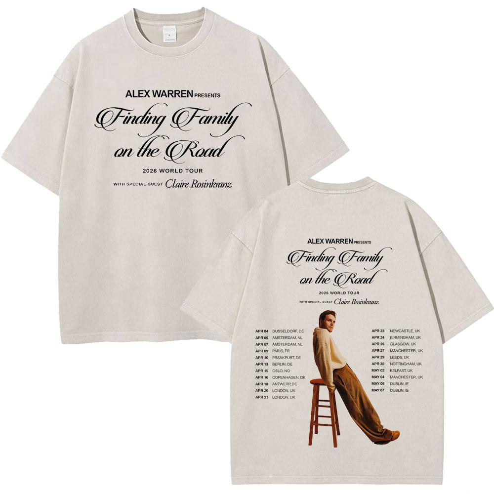 Singer Alex Warren 2026 Tour Print Tees Unisex Unisex Hiphop Tshirt Summer Cotton Loose Casual Vintage Washed Tshirts Streetwear