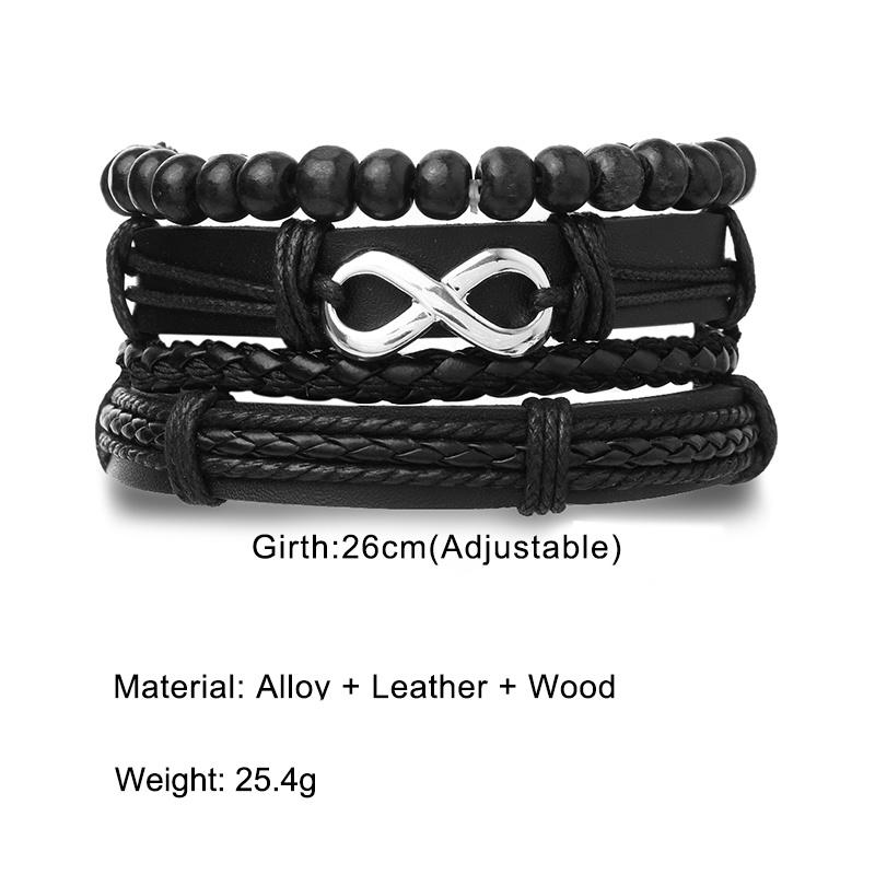 4pcs / Set Boys' Leather Bracelet Woven Bracelet Vintage Boys' Birthday Gift Jewelry Wristband Leather Bracelet