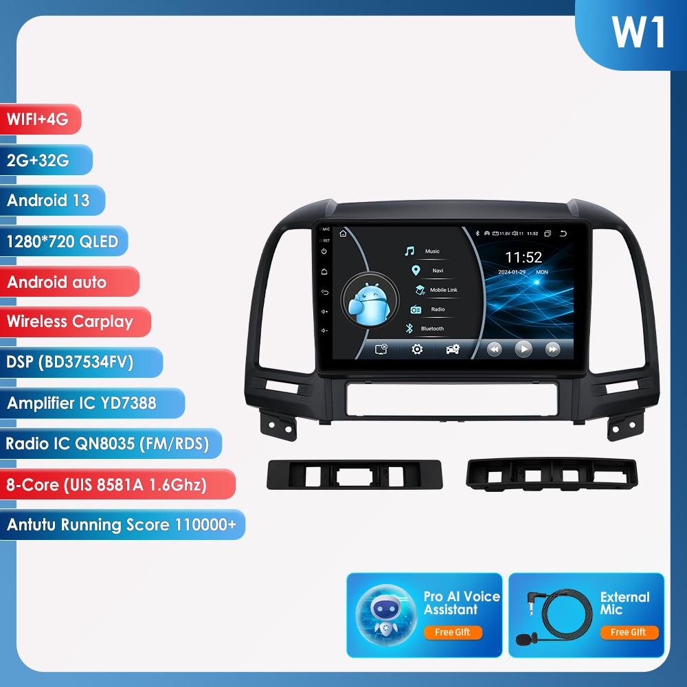 OSSURET 2din Android Автомагнитола для Hyundai Santa Fe 2 2006 - 2012 Автомобильный Радио Мультимедиа Видео Плеер GPS Navi Головное Устройство Интеллектуальный Carplay Auto RDS