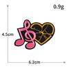 Gothic Trendy Note Pattern Computer Embroidery Stickers, Peach Heart Wing Skull Black Pink Personalized Embroidered Fabric Stickers
