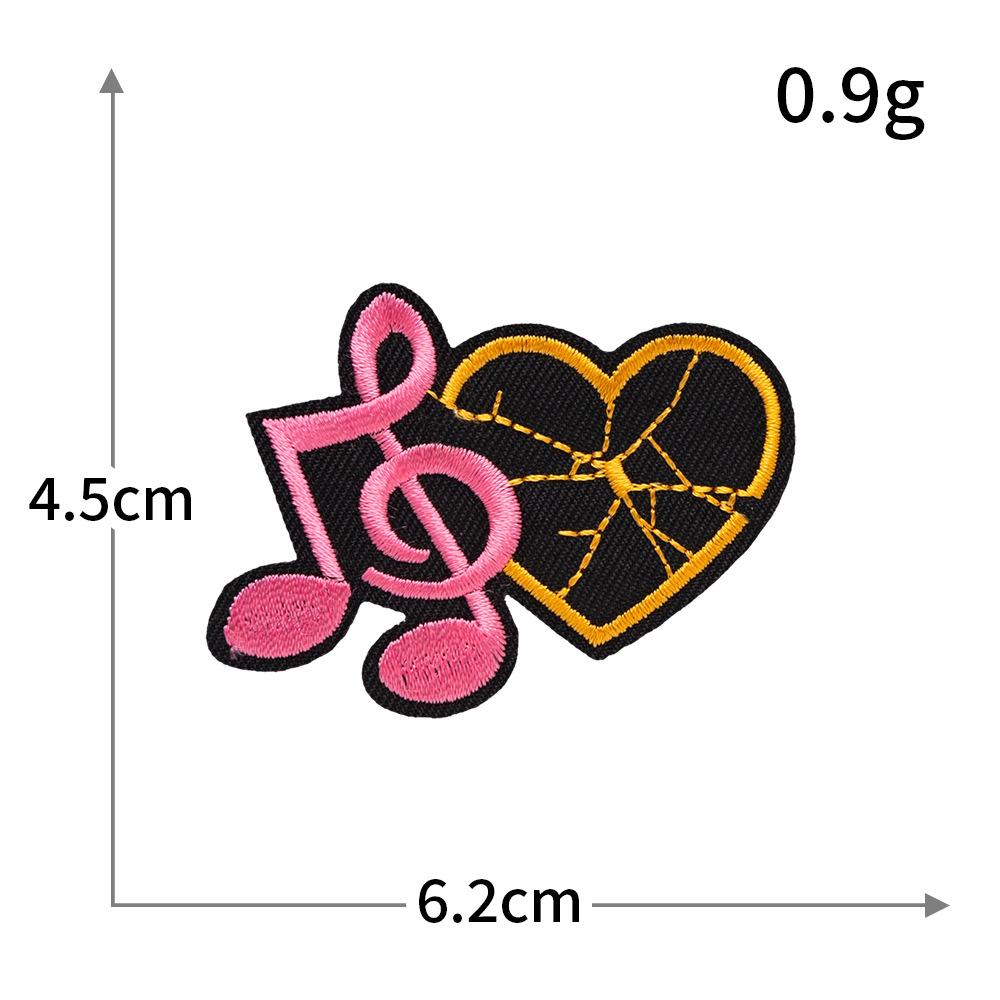Gothic Trendy Note Pattern Computer Embroidery Stickers, Peach Heart Wing Skull Black Pink Personalized Embroidered Fabric Stickers