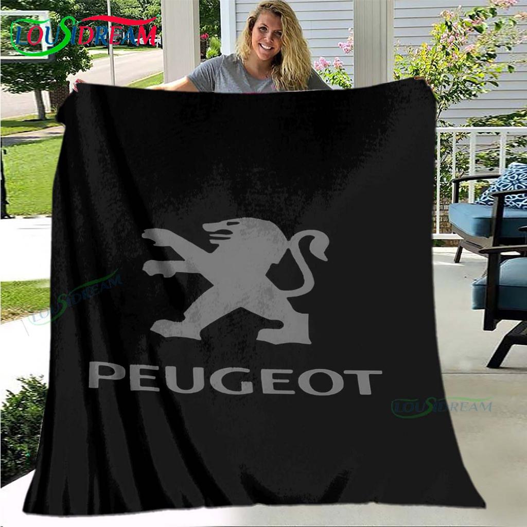 Fashion Car P-Peugeot Logo Blanket Flannel Throw Blanket For Home Bedroom Bed Sofa Picnic Office Hiking Leisure Nap Gift