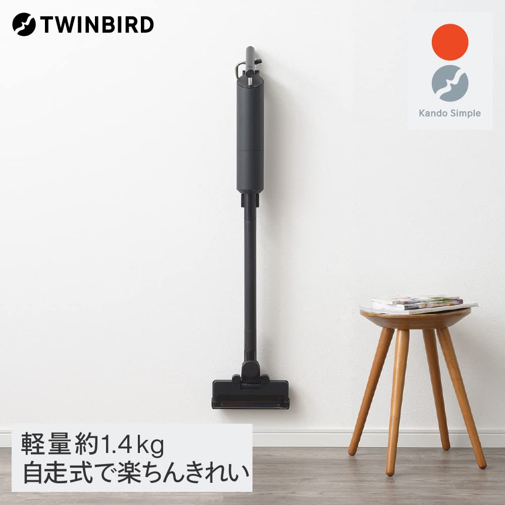 Беспроводной пылесос Twin Bird Stick в бумажной упаковке, удобный, легкий, перезаряжаемый, с электрощеткой, черный, самоходный TC-E264B