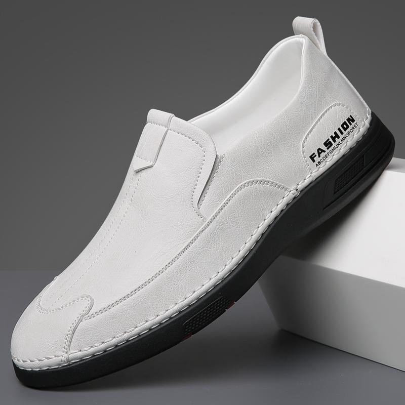 Кожаные мужские туфли Slip on Повседневные мокасины Итальянские мягкие мужские деловые мокасины Дышащие туфли-лодочки мужские туфли на плоской подошве Zapatos Hombre