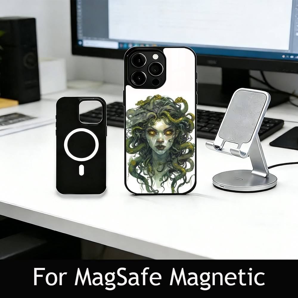 Medusa G-Mythology Phone Case For iPhone17,16,15,14,13,12,11 Plus,Pro Magnetic For Magsafe Wireless Charging