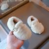 Children's woolen curly girls' cotton shoes, autumn and winter soft-soled non-slip fashionable furry shoes for older kids, warm shoes for babies