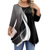 Womens Plus Size 3/4 Sleeve Shirts  Round Neck Tunic Tops Basic Loose Fit Tee Tops L-5XL