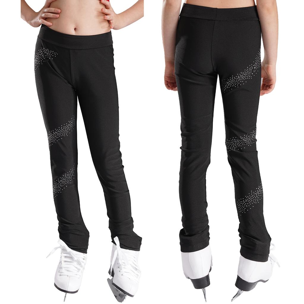 Детские штаны унисекс для фигурного катания со стразами, леггинсы для катания на коньках, тренировочная одежда