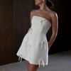 European and American Women's Spring Sexy Backless Strapless Temperament Bow Solid Color Simple Dress