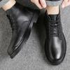 Ботильоны мужские уличные кожаные зимние меховые теплые мужские ботинки американские охотничьи ботинки для мужчин обувь повседневная черная yu7