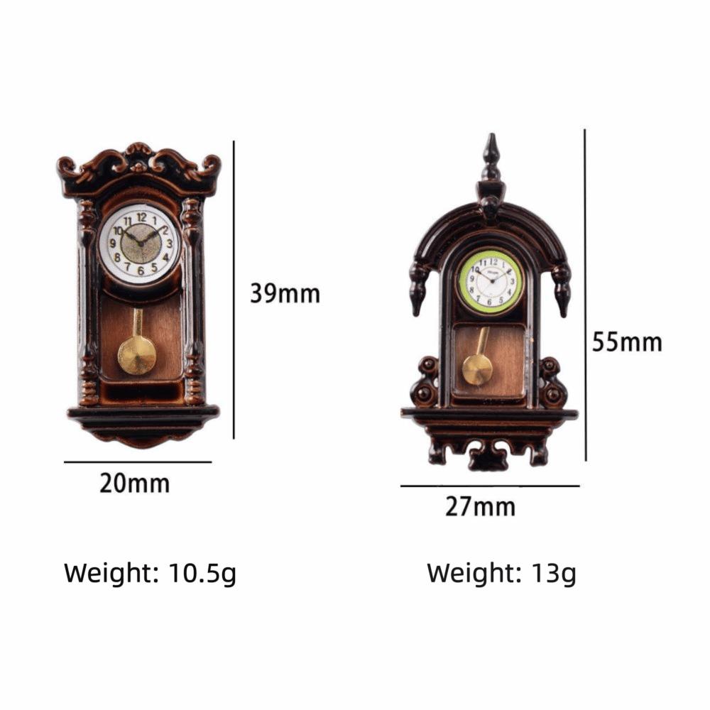 Movable Pendulum Dollhouse Wall Clock Wooden Design Pendulum Clock Study Room Decor