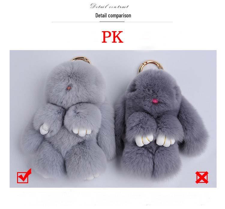 Брелок-помпон из меха кролика рекс - Милый плюшевый кролик-подвеска и шарм для сумки