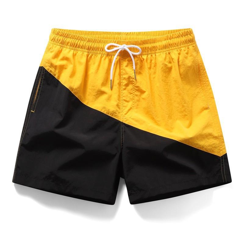 Mens Quick-Dry Beach Shorts Outdoor Swim Trunks Casual 5-Point Pants With Color Block Design