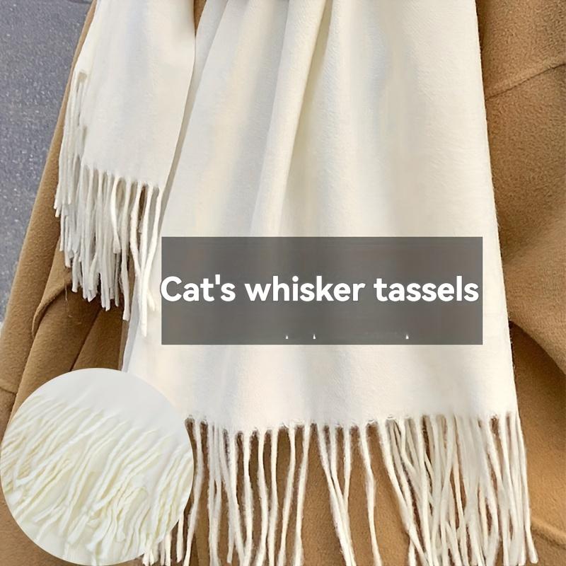 Ladies' Fringed Scarf, Thickened Warm Shawl, Solid Color Design, Multi-functional Neck Warmth, New Style Scarf