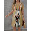 Summer Fashion Cute Rabbit Colorful Animal Printed Dress Ladies Loose  Casual Oversized Comfortable Dress