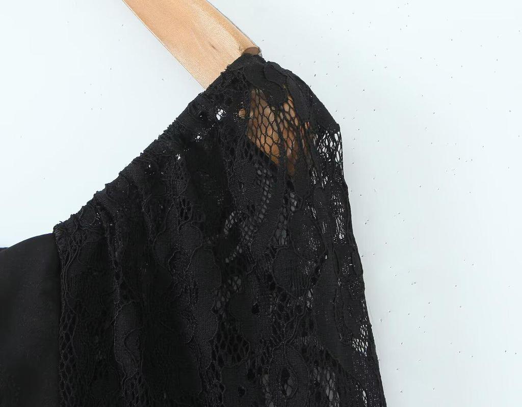 Spring 2025 Women's European & American Styled Square Neck Lace Dress