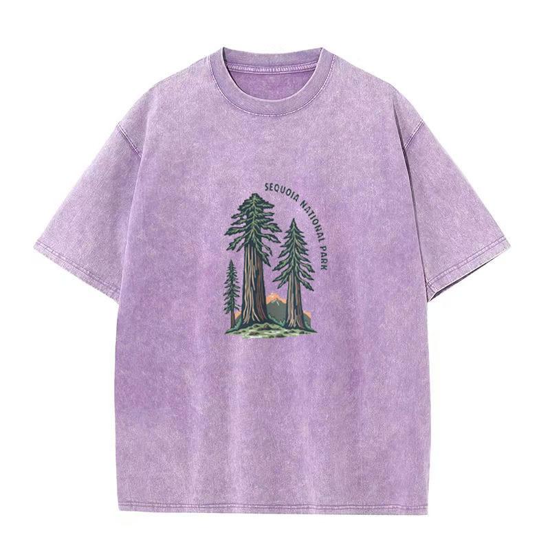 Футболка с коротким рукавом в стиле хип-хоп, потертая, старая, с принтом ели, с потертыми короткими рукавами для мужчин и женщин с одинаковыми короткими рукавами