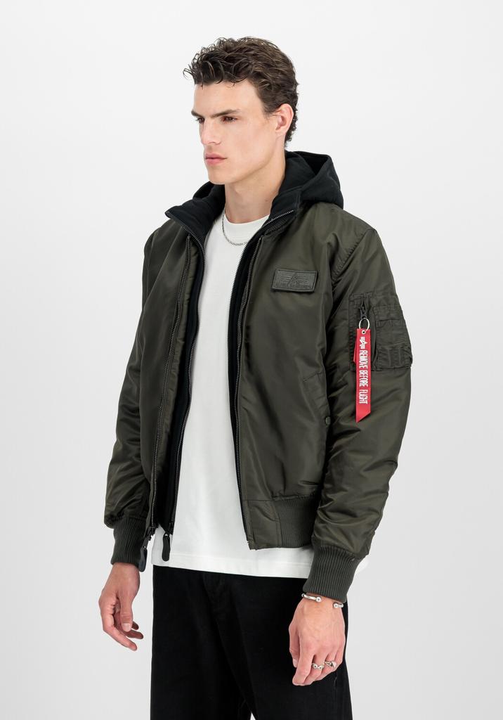 Зимняя куртка Alpha Industries MA-1 D-Tec Hood Bomber Jacket (183110) темно-зеленая