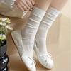 White Socks, Women's Mid-calf Socks, Spring and Autumn Styles, Boneless Mesh Breathable Long Socks, Summer Pile Socks