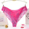 Sexy Printed Panties Women Lace Low-Rise Briefs Breathable Embroidered Underwear Transparent Thong