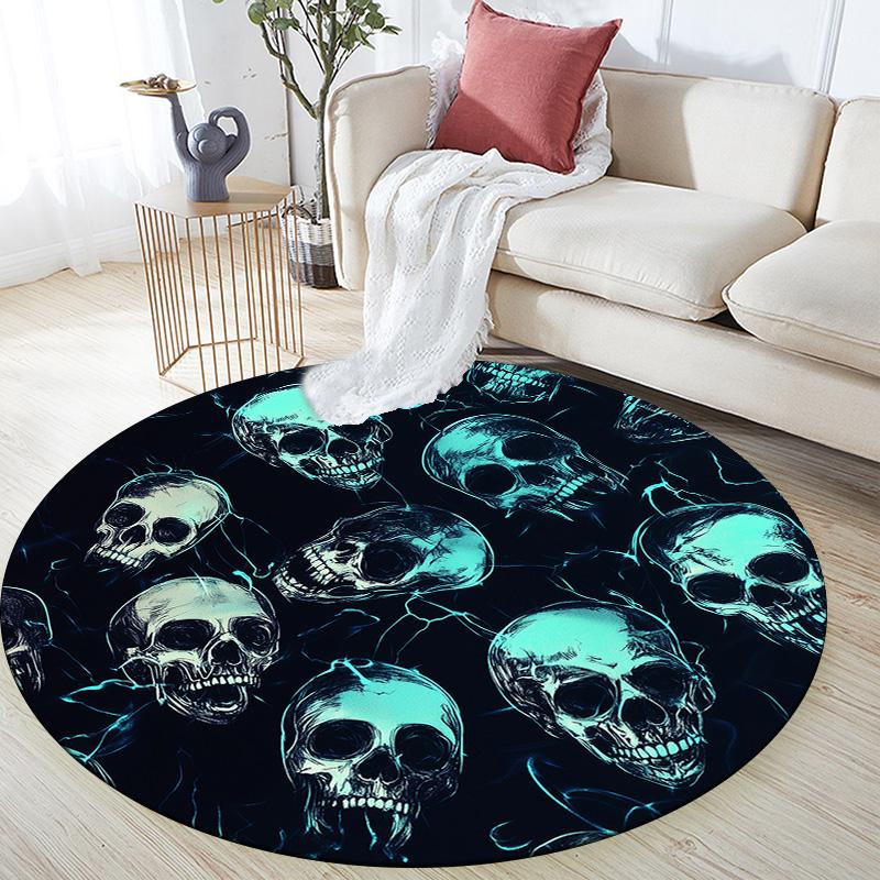 Pile of Skulls,Round Area Rug,Carpet Rug for Living Room Bedroom Sofa Playroom Decor,Non-slip Floor Mat