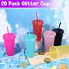 20 шт. стаканов Thank You оптом 24 унции вдохновляющие пластиковые стаканы блестящие многоразовые стаканы с трубочкой и крышкой холодный кофе вода B