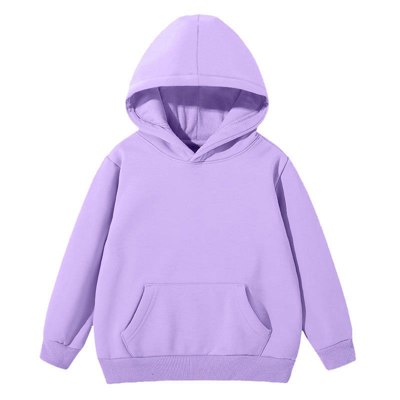4-14 Years Kids Solid Color Hooded Pullover Long Sleeve Coat