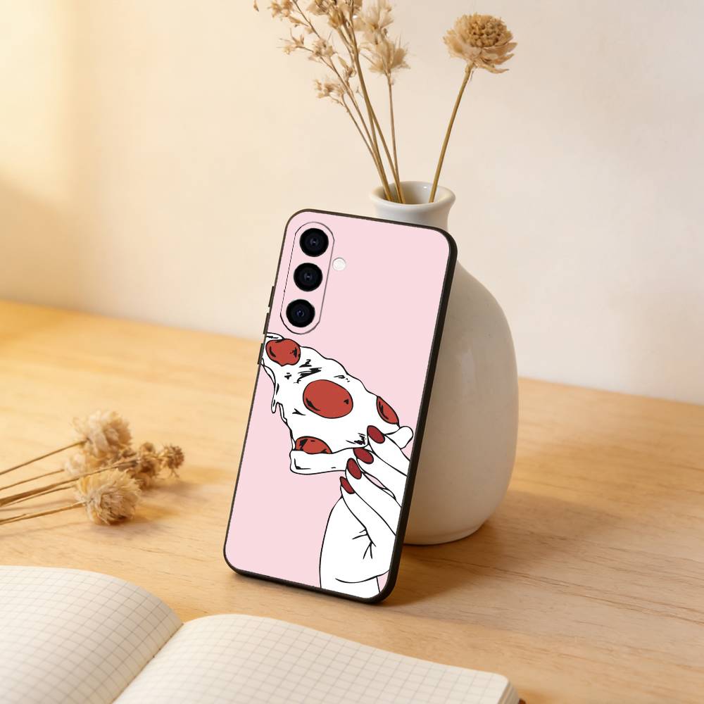 pizza Phone Case For Samsung Galaxy A73,A72,A71,A70,A53,A52,A51,Soft Silicone Black Cover