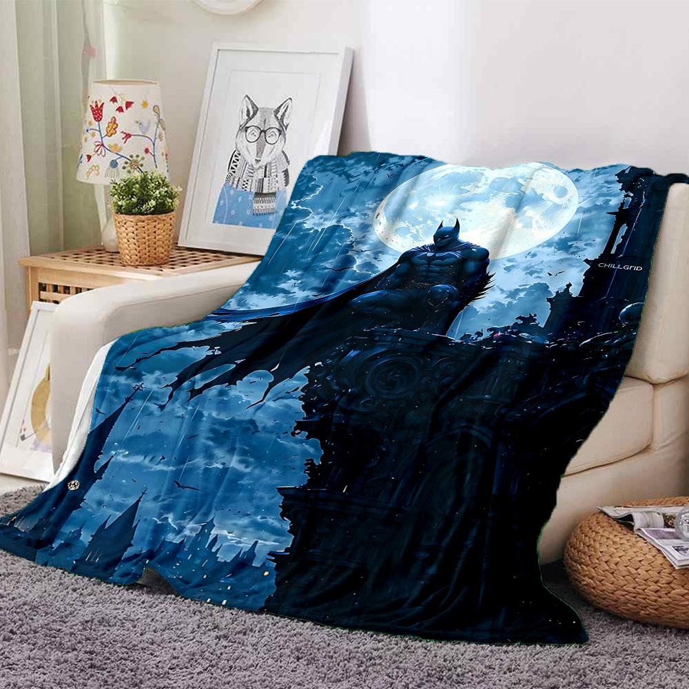 1pc Batman Full Moon Flannel Blanket Soft Warm Throw for Home, Office, Travel, All-Season Cozy Bedding Gift L1462
