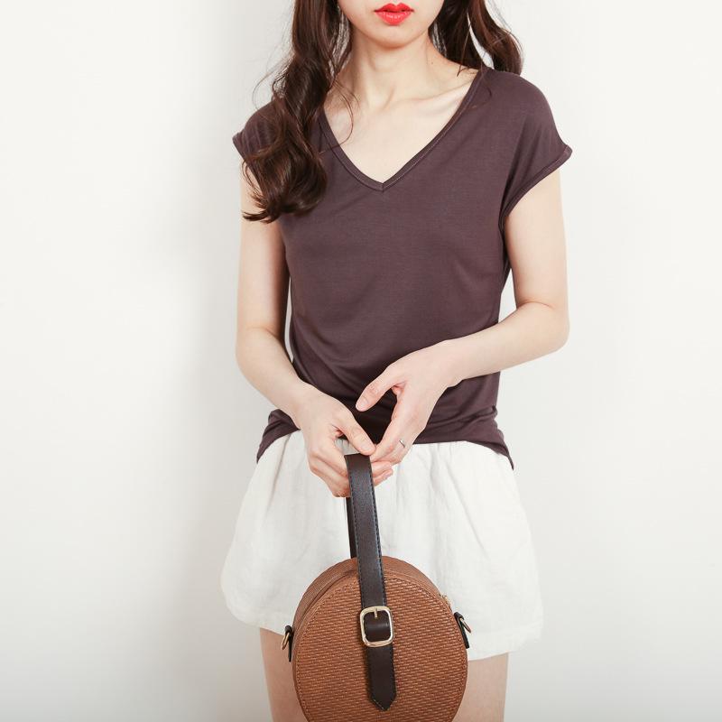 Sleeveless V-Neck Slim-Fit Modal T-Shirt for Women - Summer 2024 Korean Style