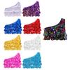 Kids Girls Shiny Sequins Tiered Ruffles Sleeveless Tank Top Modern Dance Costumes Gymnastic Dancewear