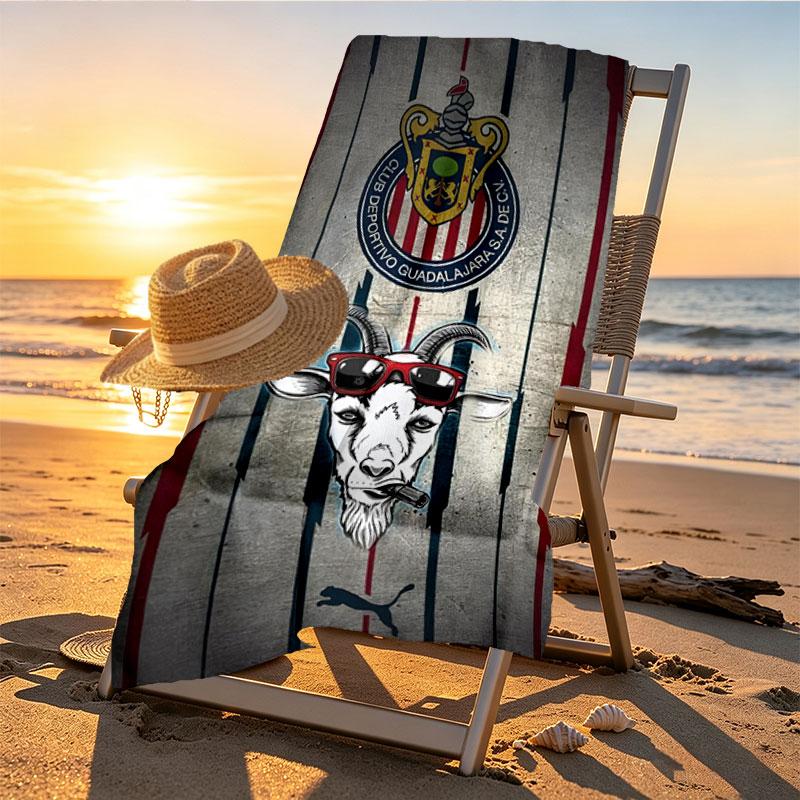 Club Deportivo Guadalajara Print Beach Towel Design, Soft, Lightweight. for Home Bathroom, Spa, Pool, Yoga, Surfing, Camping, Gift for Family, Friend
