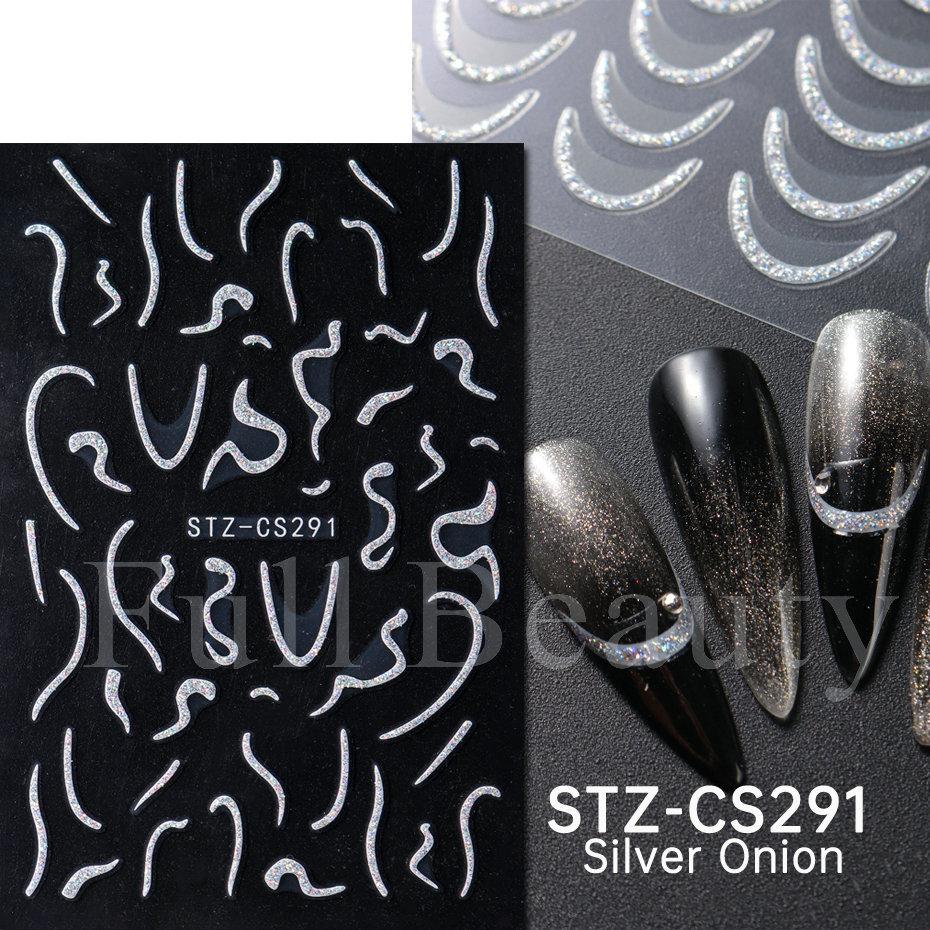 Nail Art Sticker, French Bronzing Scribbled Metal Gold Line Adhesive Nail Sticker