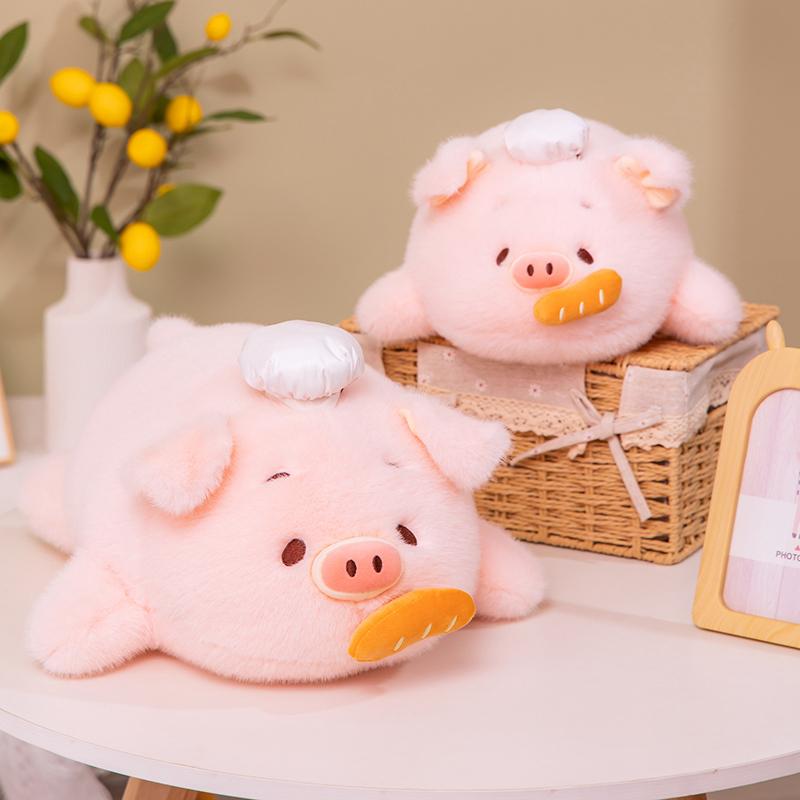 Милая розовая плюшевая игрушка-подушка в виде свинки-повара, мягкая, с проволокой, в виде хлеба, из пушистого материала, кукла для украшения спальни, идеальный подарок на день рождения для детей