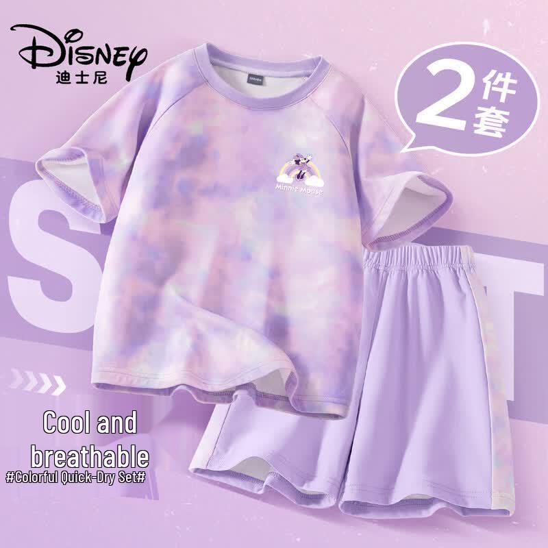 Disney Летний короткий комплект для девочек, быстросохнущий