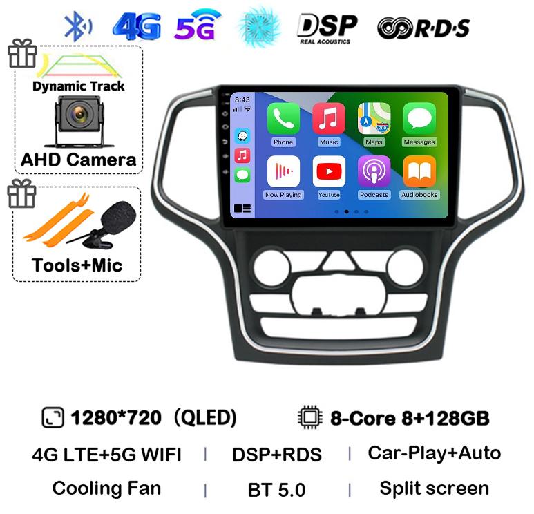 Android 14 беспроводной Carplay Auto 4G+WIFI для Jeep Grand Cherokee WK2 2014-2017 навигация GPS автомобильный радиоприемник мультимедиа видеоплеер