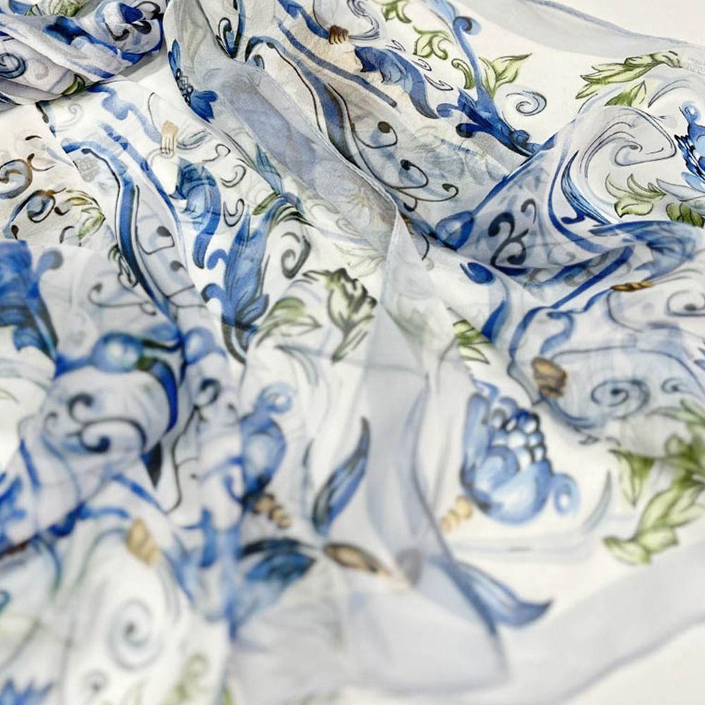 Breathable Silk Scarf Sun-Resistant Bandana Portable Long Wraps for Women