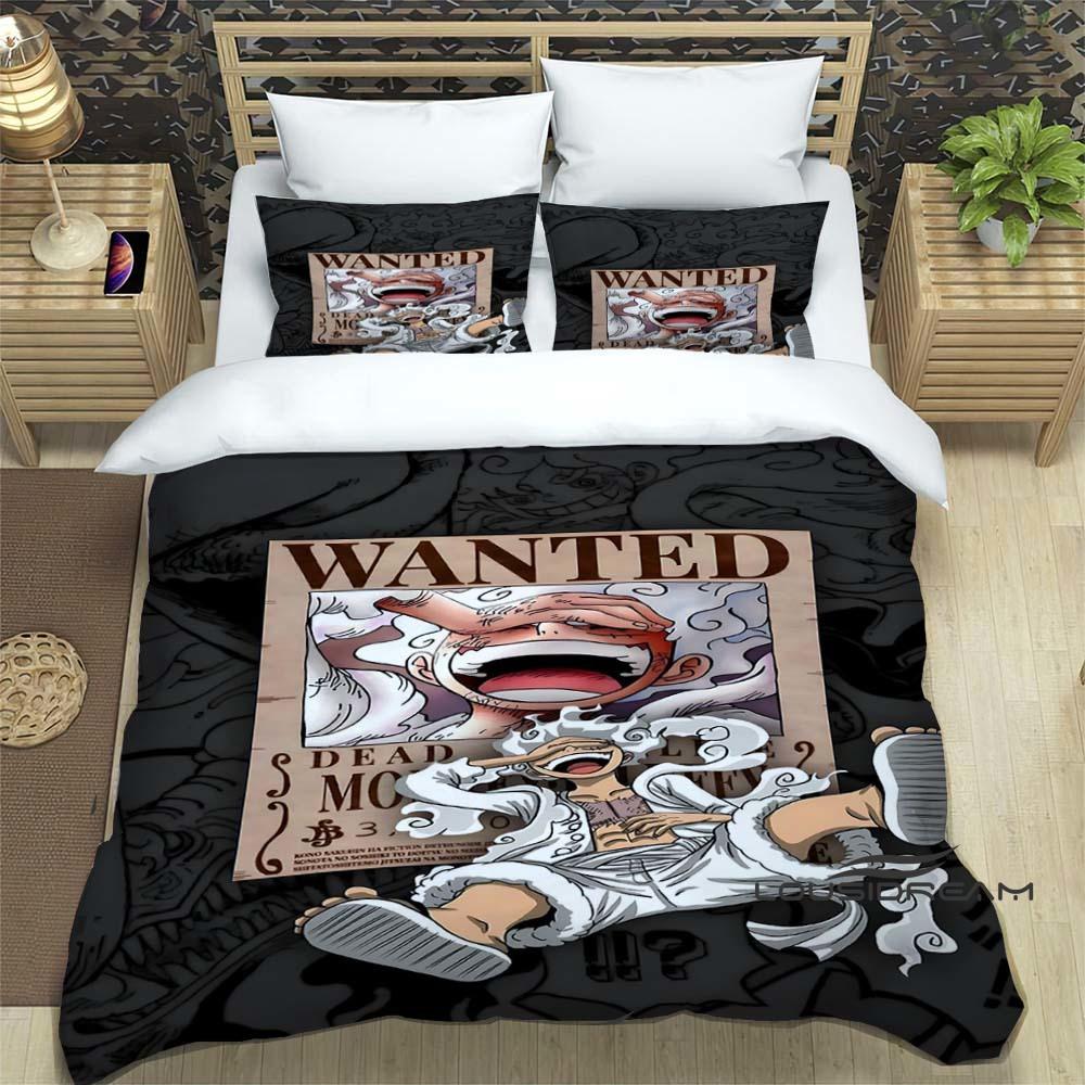 ONE PIECECartoon Monkey D. Luffy bedding set (duvet cover and pillowcases), extra-large/large size, machine washable, a holiday