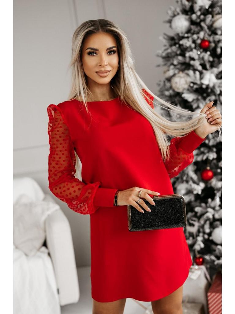 Весеннее платье 2025 года с длинным рукавом, сетчатое, с круглым вырезом, однотонное, для женщин