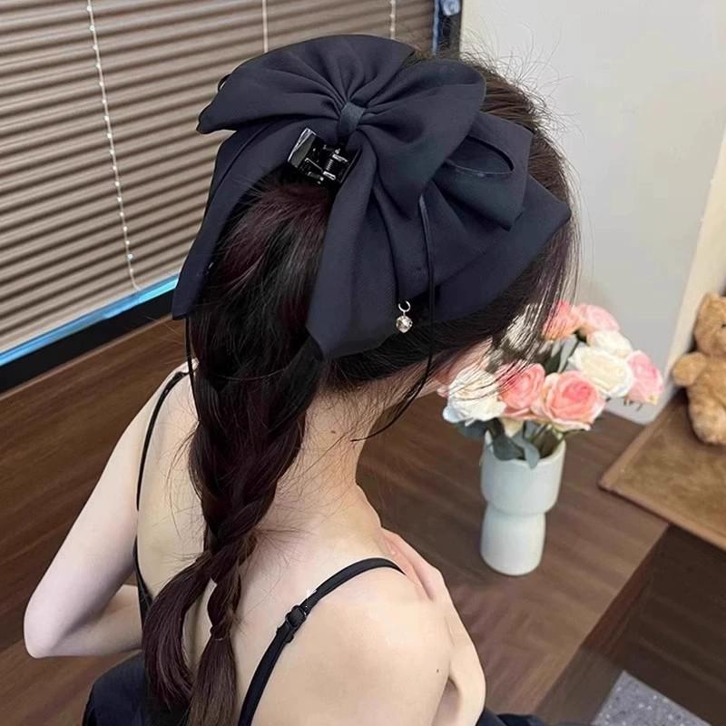 Korean Polka Dot Bow Claw Hair Clip - High-End Cloud Bubble Design for Women